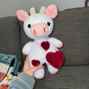 Hand crocheted valentines cow